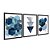 Kit 3 Quadros Decorativos Formas Geométricas Sobrepostas Azul Abstrato Fundo Branco - Imagem 4