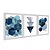 Kit 3 Quadros Decorativos Formas Geométricas Sobrepostas Azul Abstrato Fundo Branco - Imagem 2