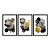 Kit 3 Quadros Decorativos Desenho Geométrico Texturizado Dourado Preto E Branco Abstrato - Imagem 3