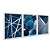 Kit 3 Quadros Decorativos Fundo Geométrico Azul E Branco Listras Abstrato Metalico - Imagem 2