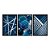 Kit 3 Quadros Decorativos Fundo Geométrico Azul E Branco Listras Abstrato Metalico - Imagem 3