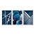 Kit 3 Quadros Decorativos Fundo Geométrico Azul E Branco Listras Abstrato Metalico - Imagem 1