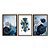 Kit 3 Quadros Decorativos Hexágono Triângulos Azuis Detalhes Dourados Galhos Abstrato - Imagem 5