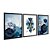 Kit 3 Quadros Decorativos Hexágono Triângulos Azuis Detalhes Dourados Galhos Abstrato - Imagem 4