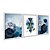 Kit 3 Quadros Decorativos Hexágono Triângulos Azuis Detalhes Dourados Galhos Abstrato - Imagem 2