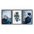 Kit 3 Quadros Decorativos Hexágono Triângulos Azuis Detalhes Dourados Galhos Abstrato - Imagem 3