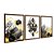 Kit 3 Quadros Decorativos Hexágono Triângulos Preto E Branco Detalhes Dourados Galhos Abstrato - Imagem 6