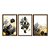 Kit 3 Quadros Decorativos Hexágono Triângulos Preto E Branco Detalhes Dourados Galhos Abstrato - Imagem 5