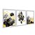 Kit 3 Quadros Decorativos Hexágono Triângulos Preto E Branco Detalhes Dourados Galhos Abstrato - Imagem 2