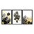 Kit 3 Quadros Decorativos Hexágono Triângulos Preto E Branco Detalhes Dourados Galhos Abstrato - Imagem 3