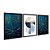 Kit 3 Quadros Decorativos Desenho Flores Linhas Douradas Fundo Azul Abstrato - Imagem 4