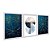 Kit 3 Quadros Decorativos Desenho Flores Linhas Douradas Fundo Azul Abstrato - Imagem 2