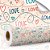 Papel de parede Autoadesivo Quarto Infantil Love Linhas Bege Azul Colorido Coração - Imagem 4