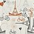 Papel de parede Autoadesivo Quarto Teen Paris Laranja Cinza Bicicleta Bege - Imagem 2
