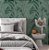 Papel de Parede Adesivo Vinílico Folhas Efeito Textura Linho Verde - Imagem 1