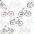 Papel de parede Autoadesivo Quarto Bicicletas Vintage Coloridas Com Fundo Branco - Imagem 4