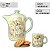 Jogo Cantinho do Café 4 Mini Canecas 50 ml Bule Reto 360 ml Açucareiro Porta Sache e Bandeja de Porcelana Pintada à Mão - Imagem 4