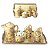 Jogo Cantinho do Café 4 Mini Canecas 50 ml Bule Reto 360 ml Açucareiro Porta Sache e Bandeja de Porcelana Pintada à Mão - Imagem 2