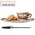 Xícara de Café Lady 80 ml com Bandeja de Lanche Porcelana Oval Pintada à Mão ROSAS BRANCA - CHOCOLATE - Imagem 2