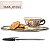 Xícara de Café Lady 80 ml com Bandeja de Lanche Porcelana Oval Pintada à Mão AZALEIA SILVESTRE ROSA - AMARELO MARROM - Imagem 2