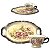 Xícara de Café Lady 80 ml com Bandeja de Lanche Porcelana Oval Pintada à Mão AZALEIA SILVESTRE ROSA - AMARELO MARROM - Imagem 1