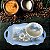 Xícara de Café Lady 80 ml com Bandeja de Lanche Porcelana Aladim Pintada à Mão MARGARIDAS BRANCA - AZUL - Imagem 5