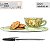 Xícara de Café Lady 80 ml com Bandeja de Lanche Porcelana Aladim Pintada à Mão AZALEIA AMARELA - VERDE CARAMELO - Imagem 2