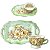Xícara de Café Lady 80 ml com Bandeja de Lanche Porcelana Aladim Pintada à Mão AZALEIA AMARELA - VERDE CARAMELO - Imagem 1