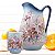Jarra para Suco Sangria Chá Leiteira 2,5 Litros com 6 Copos de Porcelana 230 ml Pintado à Mão AZALEIA SILVESTRE ROSA - Imagem 5