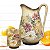 Jarra para Suco Sangria Chá Leiteira 2,5 Litros com 6 Copos de Porcelana 230 ml Pintado à Mão AZALEIAS BRANCA ROSA - Imagem 5