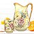 Jarra para Suco Sangria Chá Leiteira 2,5 Litros com 6 Copos de Porcelana 230 ml Pintado à Mão AZALEIAS BRANCA ROSA - Imagem 5