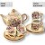 Jogo de 6 Xícaras de Café Reta 50 ml com Bule Chaleira Porcelana Pintado à Mão ROSAS ROSA/CARAMELO - Imagem 3