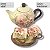 Jogo de 6 Xícaras de Café Reta 50 ml com Bule Chaleira Porcelana Pintado à Mão AZALEIAS SILVESTRE ROSA/AMARELO - Imagem 3