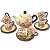 Jogo de 6 Xícaras de Café Reta 50 ml com Bule Chaleira Porcelana Pintado à Mão AZALEIAS SILVESTRE ROSA/AMARELO - Imagem 2