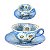 2 Xícaras de Chá Lady com Pires de Porcelana Extra Fina MARGARIDAS BRANCA/AZUL - Imagem 1