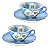 2 Xícaras de Chá Lady com Pires de Porcelana Extra Fina MARGARIDAS BRANCA/AZUL - Imagem 2