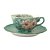 2 Xícaras de Chá Lady com Pires de Porcelana Extra Fina AZALEIAS ROSA/VERDE - Imagem 1