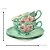 2 Xícaras de Chá Lady com Pires de Porcelana Extra Fina AZALEIAS ROSA/VERDE - Imagem 4