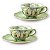 2 Xícaras de Chá Lady com Pires de Porcelana Extra Fina AZALEIAS BRANCA/VERDE - Imagem 2