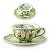 2 Xícaras de Chá Lady com Pires de Porcelana Extra Fina AZALEIAS BRANCA/VERDE - Imagem 1
