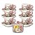 Jogo de 6 Xícaras de Café Cônica Coquinho 70 ml e Açucareiro de Porcelana Pintado à Mão ROSAS BRANCA ROSA/ROSA - Imagem 1