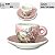 Jogo de 6 Xícaras de Café Cônica Coquinho 70 ml e Açucareiro de Porcelana Pintado à Mão ROSAS BRANCA ROSA/ROSA - Imagem 3