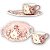 Xícara de Chá Café com Leite 190 ml com Bandeja de Lanche - ROSAS BRANCA ROSA/ROSA - Imagem 1