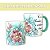 Caneca Reta Chocolate Chá Café de Porcelana 300 ml Pintada à Mão Salmos Crê no Senhor AZALEIAS SILVESTRE ROSA - Imagem 2