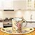 Caneca de Café com Leite Fina 150 ml de Porcelana com Bandeja de Lanche ROSAS BRANCA ROSA/CARAMELO - Imagem 4