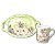 Caneca de Café com Leite Fina 150 ml de Porcelana com Bandeja de Lanche ROSAS BRANCA/VERDE - Imagem 1