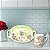 Caneca de Café com Leite Fina 150 ml de Porcelana com Bandeja de Lanche ROSAS BRANCA/VERDE - Imagem 5