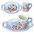 Caneca de Café com Leite Fina 150 ml de Porcelana com Bandeja de Lanche AZALEIAS ROSA/AZUL - Imagem 2