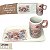 Caneca de Café 100 ml Xícara com Bandeja de Lanche Porcelana Retangular Pintada à Mão ROSA ROSA - ROSA - Imagem 1