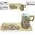 Caneca de Café 100 ml Xícara com Bandeja de Lanche Porcelana Retangular Pintada à Mão ROSAS ROSA - CARAMELO - Imagem 3